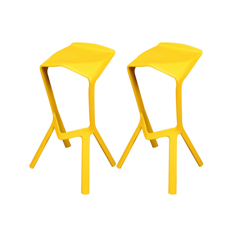 Backless Counter-height Stool Contemporary Plastic Bar & Counter Stool Yellow 2 Piece Set Clearhalo 'Bar Furniture' 'Bar Stools' 'bar_stools' 'furn' 'furn_bar_stools' 'Furniture' 'Kitchen & Dining Furniture' 7537351
