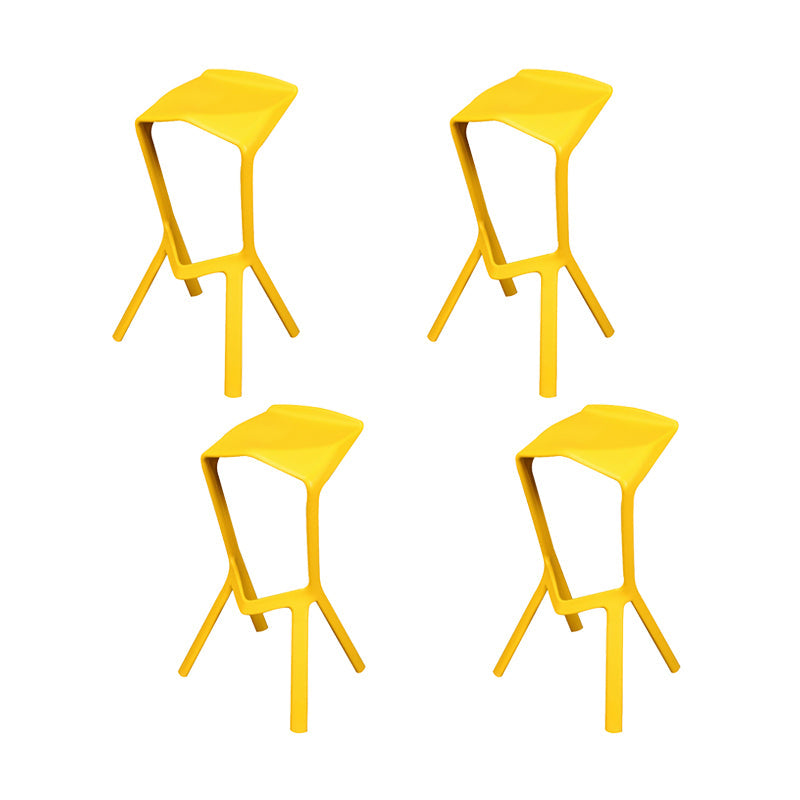 Backless Counter-height Stool Contemporary Plastic Bar & Counter Stool Yellow 4 Piece Set Clearhalo 'Bar Furniture' 'Bar Stools' 'bar_stools' 'furn' 'furn_bar_stools' 'Furniture' 'Kitchen & Dining Furniture' 7537353