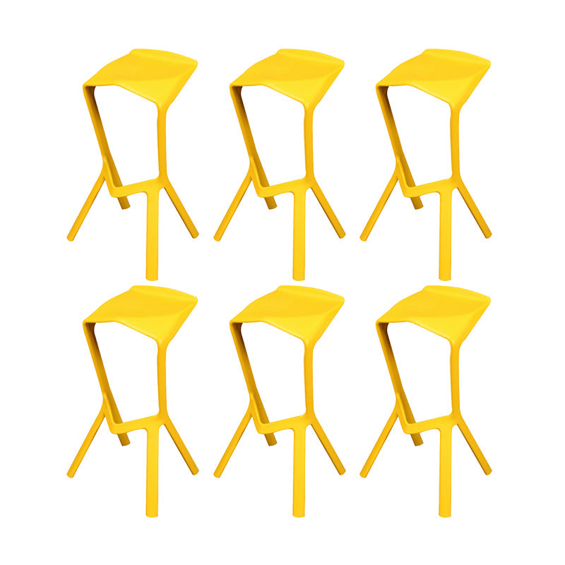 Backless Counter-height Stool Contemporary Plastic Bar & Counter Stool Yellow 6 Piece Set Clearhalo 'Bar Furniture' 'Bar Stools' 'bar_stools' 'furn' 'furn_bar_stools' 'Furniture' 'Kitchen & Dining Furniture' 7537356