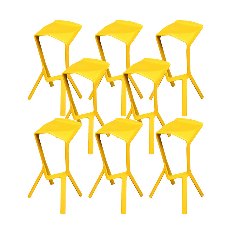 Backless Counter-height Stool Contemporary Plastic Bar & Counter Stool Yellow 8 Piece Set Clearhalo 'Bar Furniture' 'Bar Stools' 'bar_stools' 'furn' 'furn_bar_stools' 'Furniture' 'Kitchen & Dining Furniture' 7537357
