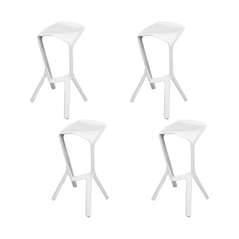 Backless Counter-height Stool Contemporary Plastic Bar & Counter Stool White 4 Piece Set Clearhalo 'Bar Furniture' 'Bar Stools' 'bar_stools' 'furn' 'furn_bar_stools' 'Furniture' 'Kitchen & Dining Furniture' 7537364