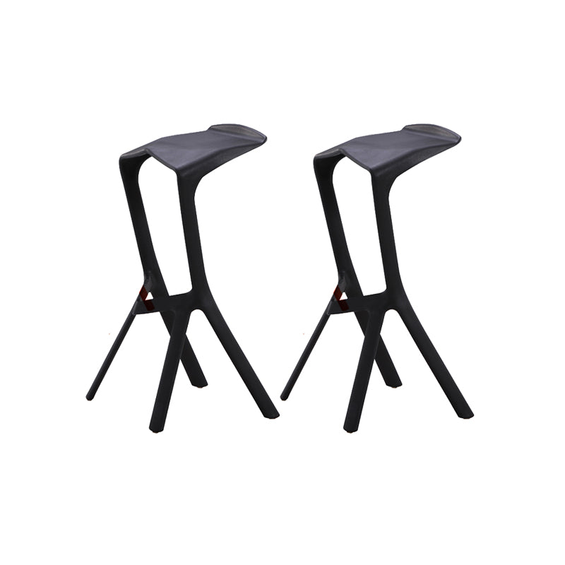 Backless Counter-height Stool Contemporary Plastic Bar & Counter Stool Black 2 Piece Set Clearhalo 'Bar Furniture' 'Bar Stools' 'bar_stools' 'furn' 'furn_bar_stools' 'Furniture' 'Kitchen & Dining Furniture' 7537370