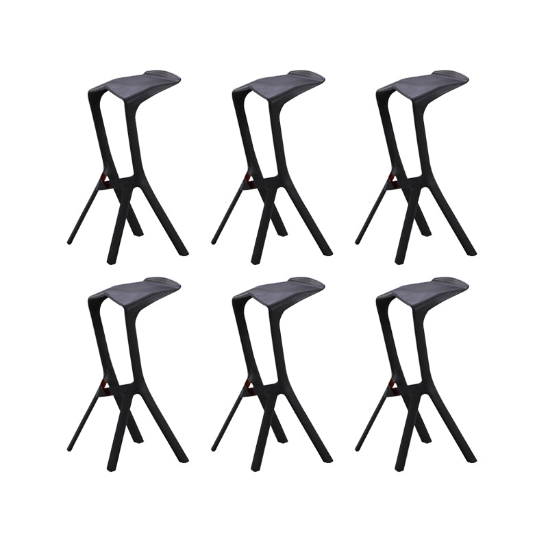 Backless Counter-height Stool Contemporary Plastic Bar & Counter Stool Black 6 Piece Set Clearhalo 'Bar Furniture' 'Bar Stools' 'bar_stools' 'furn' 'furn_bar_stools' 'Furniture' 'Kitchen & Dining Furniture' 7537372