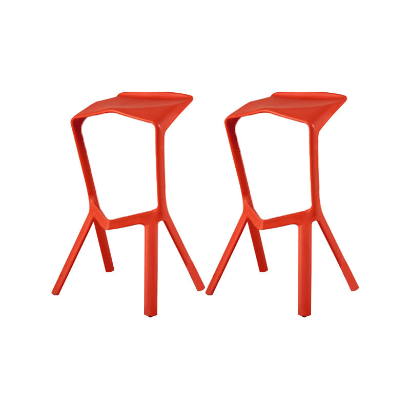 Backless Counter-height Stool Contemporary Plastic Bar & Counter Stool Red 2 Piece Set Clearhalo 'Bar Furniture' 'Bar Stools' 'bar_stools' 'furn' 'furn_bar_stools' 'Furniture' 'Kitchen & Dining Furniture' 7537375