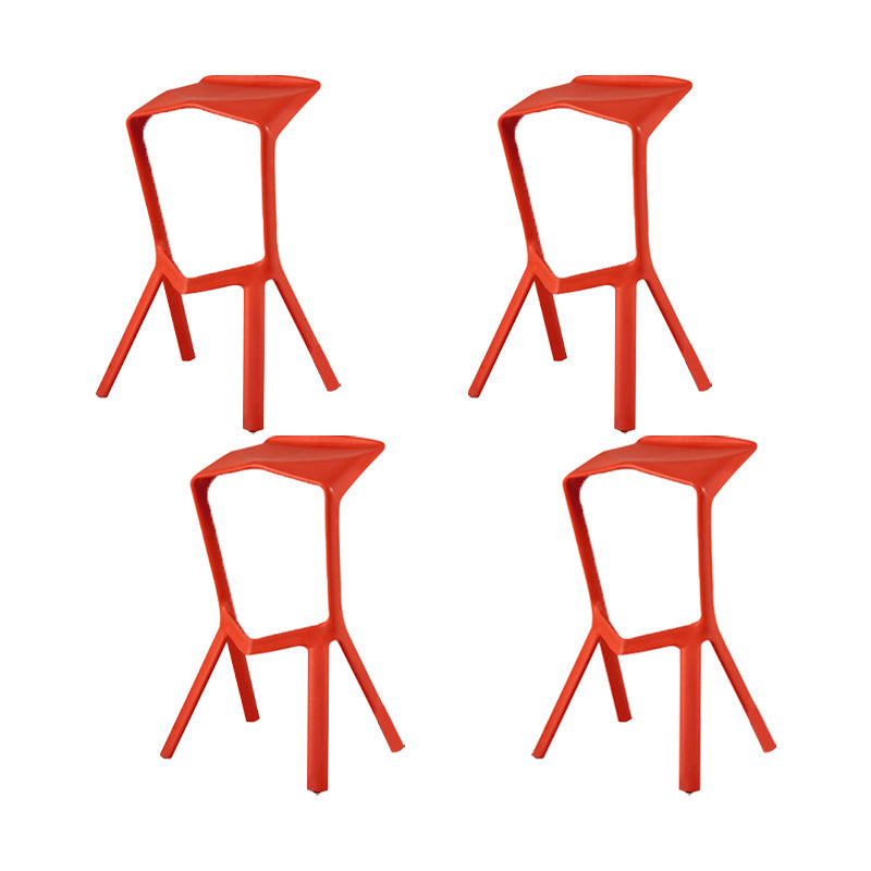 Backless Counter-height Stool Contemporary Plastic Bar & Counter Stool Red 4 Piece Set Clearhalo 'Bar Furniture' 'Bar Stools' 'bar_stools' 'furn' 'furn_bar_stools' 'Furniture' 'Kitchen & Dining Furniture' 7537376