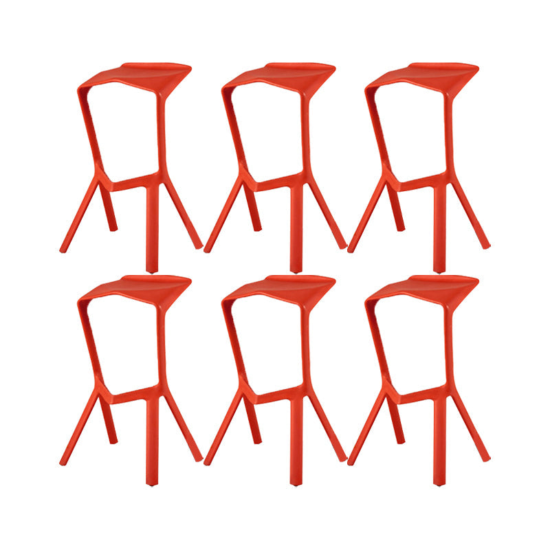 Backless Counter-height Stool Contemporary Plastic Bar & Counter Stool Red 6 Piece Set Clearhalo 'Bar Furniture' 'Bar Stools' 'bar_stools' 'furn' 'furn_bar_stools' 'Furniture' 'Kitchen & Dining Furniture' 7537377