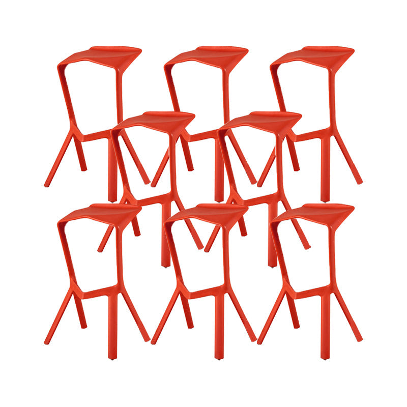 Backless Counter-height Stool Contemporary Plastic Bar & Counter Stool Red 8 Piece Set Clearhalo 'Bar Furniture' 'Bar Stools' 'bar_stools' 'furn' 'furn_bar_stools' 'Furniture' 'Kitchen & Dining Furniture' 7537378