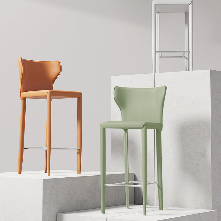 Contemporary Faux Leather 39-inch Bar Stools with Metal Base Clearhalo 'Bar Furniture' 'Bar Stools' 'bar_stools' 'furn' 'furn_bar_stools' 'Furniture' 'Kitchen & Dining Furniture' 7537484