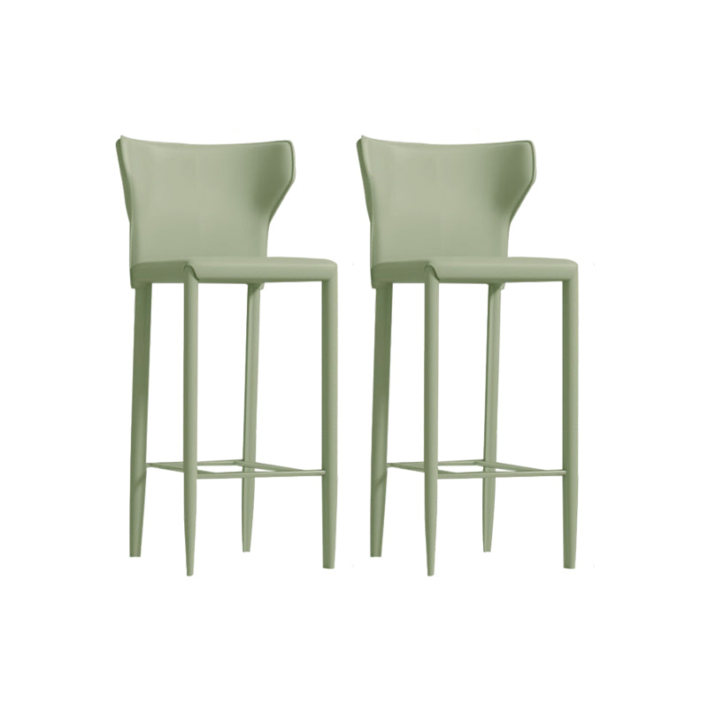Contemporary Faux Leather 39-inch Bar Stools with Metal Base Green 2 Piece Set Clearhalo 'Bar Furniture' 'Bar Stools' 'bar_stools' 'furn' 'furn_bar_stools' 'Furniture' 'Kitchen & Dining Furniture' 7537486