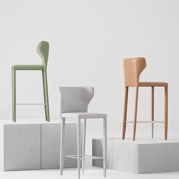 Contemporary Faux Leather 39-inch Bar Stools with Metal Base Clearhalo 'Bar Furniture' 'Bar Stools' 'bar_stools' 'furn' 'furn_bar_stools' 'Furniture' 'Kitchen & Dining Furniture' 7537487