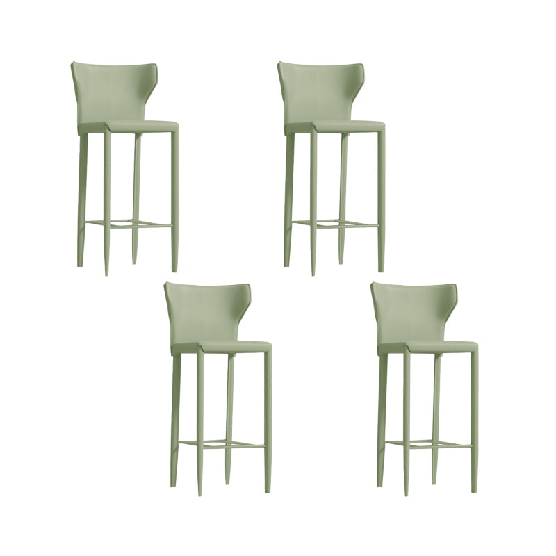 Contemporary Faux Leather 39-inch Bar Stools with Metal Base Green 4 Piece Set Clearhalo 'Bar Furniture' 'Bar Stools' 'bar_stools' 'furn' 'furn_bar_stools' 'Furniture' 'Kitchen & Dining Furniture' 7537488