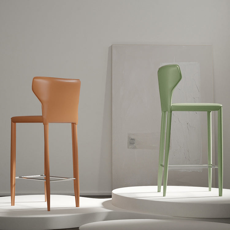 Contemporary Faux Leather 39-inch Bar Stools with Metal Base Clearhalo 'Bar Furniture' 'Bar Stools' 'bar_stools' 'furn' 'furn_bar_stools' 'Furniture' 'Kitchen & Dining Furniture' 7537489