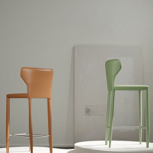 Contemporary Faux Leather 39-inch Bar Stools with Metal Base Clearhalo 'Bar Furniture' 'Bar Stools' 'bar_stools' 'furn' 'furn_bar_stools' 'Furniture' 'Kitchen & Dining Furniture' 7537490