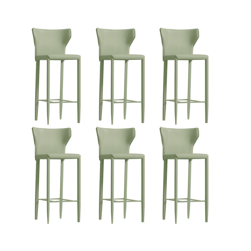 Contemporary Faux Leather 39-inch Bar Stools with Metal Base Green 6 Piece Set Clearhalo 'Bar Furniture' 'Bar Stools' 'bar_stools' 'furn' 'furn_bar_stools' 'Furniture' 'Kitchen & Dining Furniture' 7537491