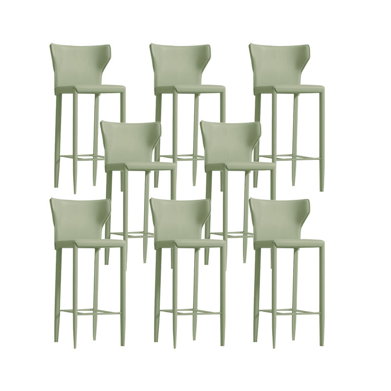 Contemporary Faux Leather 39-inch Bar Stools with Metal Base Green 8 Piece Set Clearhalo 'Bar Furniture' 'Bar Stools' 'bar_stools' 'furn' 'furn_bar_stools' 'Furniture' 'Kitchen & Dining Furniture' 7537493