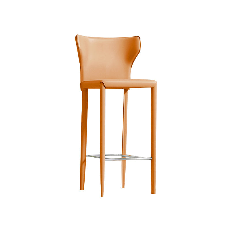 Contemporary Faux Leather 39-inch Bar Stools with Metal Base Orange 1 Piece Clearhalo 'Bar Furniture' 'Bar Stools' 'bar_stools' 'furn' 'furn_bar_stools' 'Furniture' 'Kitchen & Dining Furniture' 7537494