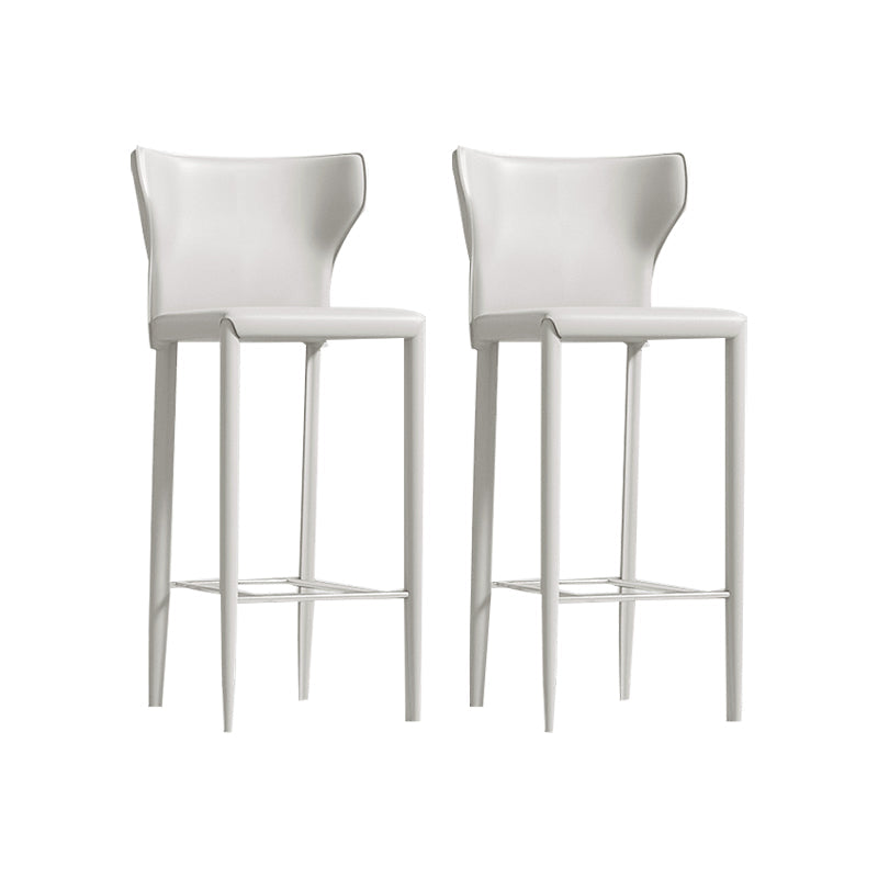 Contemporary Faux Leather 39-inch Bar Stools with Metal Base White 2 Piece Set Clearhalo 'Bar Furniture' 'Bar Stools' 'bar_stools' 'furn' 'furn_bar_stools' 'Furniture' 'Kitchen & Dining Furniture' 7537505