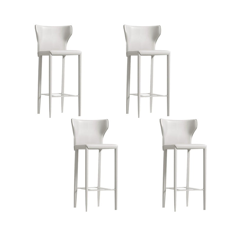 Contemporary Faux Leather 39-inch Bar Stools with Metal Base White 4 Piece Set Clearhalo 'Bar Furniture' 'Bar Stools' 'bar_stools' 'furn' 'furn_bar_stools' 'Furniture' 'Kitchen & Dining Furniture' 7537506
