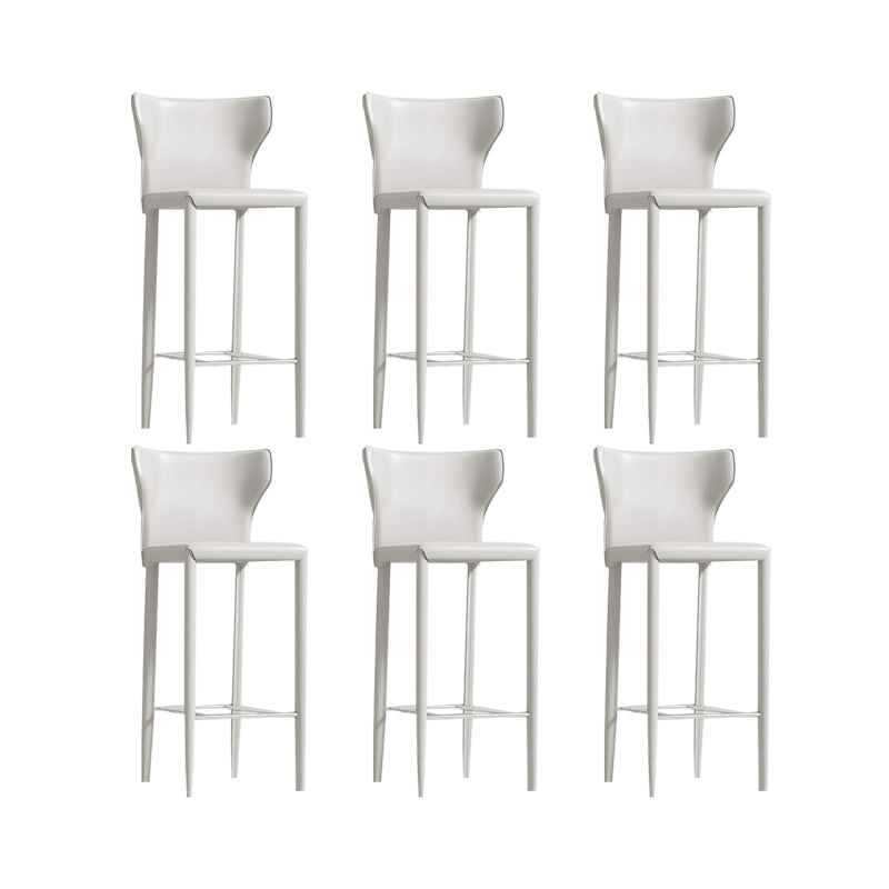 Contemporary Faux Leather 39-inch Bar Stools with Metal Base White 6 Piece Set Clearhalo 'Bar Furniture' 'Bar Stools' 'bar_stools' 'furn' 'furn_bar_stools' 'Furniture' 'Kitchen & Dining Furniture' 7537507