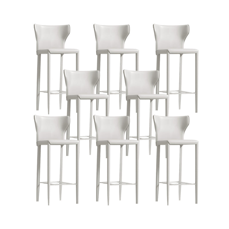 Contemporary Faux Leather 39-inch Bar Stools with Metal Base White 8 Piece Set Clearhalo 'Bar Furniture' 'Bar Stools' 'bar_stools' 'furn' 'furn_bar_stools' 'Furniture' 'Kitchen & Dining Furniture' 7537508