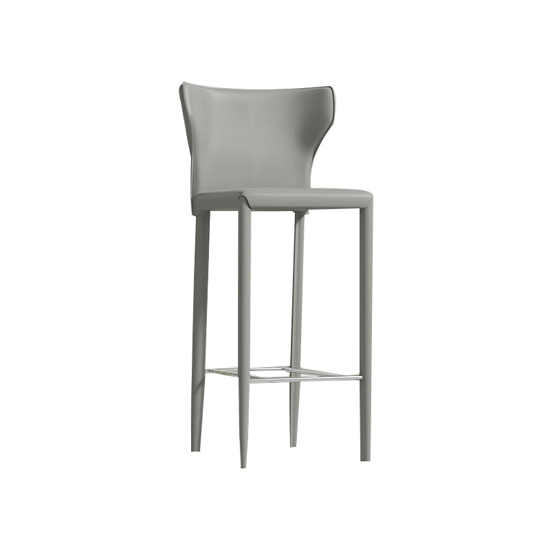 Contemporary Faux Leather 39-inch Bar Stools with Metal Base Grey 1 Piece Clearhalo 'Bar Furniture' 'Bar Stools' 'bar_stools' 'furn' 'furn_bar_stools' 'Furniture' 'Kitchen & Dining Furniture' 7537509