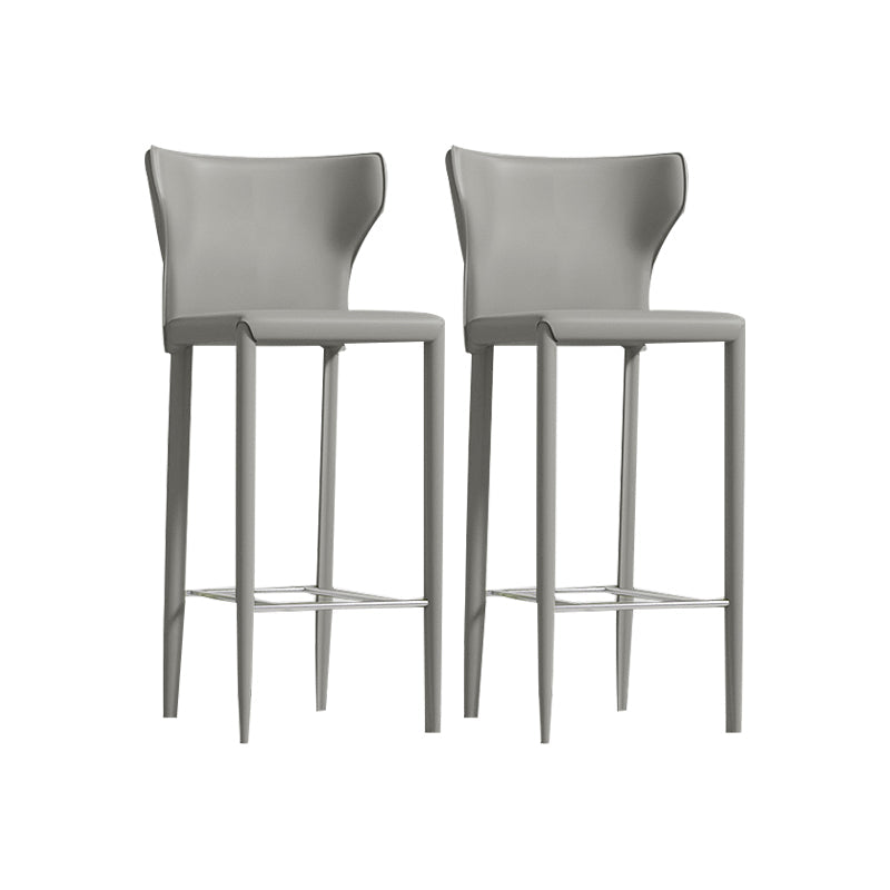 Contemporary Faux Leather 39-inch Bar Stools with Metal Base Grey 2 Piece Set Clearhalo 'Bar Furniture' 'Bar Stools' 'bar_stools' 'furn' 'furn_bar_stools' 'Furniture' 'Kitchen & Dining Furniture' 7537510