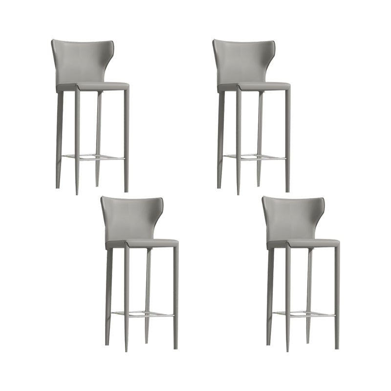 Contemporary Faux Leather 39-inch Bar Stools with Metal Base Grey 4 Piece Set Clearhalo 'Bar Furniture' 'Bar Stools' 'bar_stools' 'furn' 'furn_bar_stools' 'Furniture' 'Kitchen & Dining Furniture' 7537511