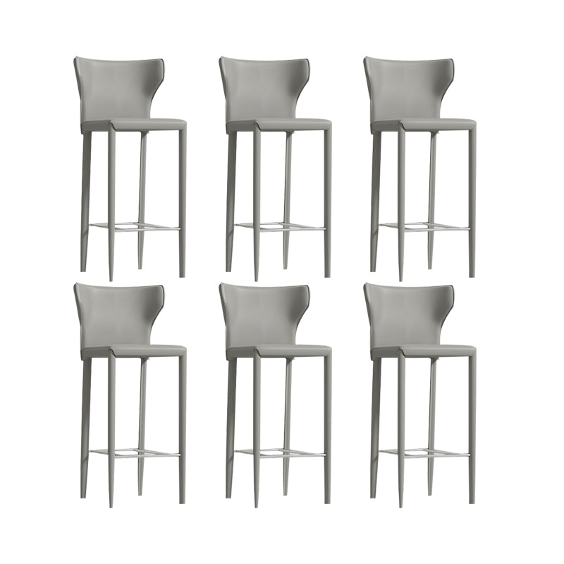 Contemporary Faux Leather 39-inch Bar Stools with Metal Base Grey 6 Piece Set Clearhalo 'Bar Furniture' 'Bar Stools' 'bar_stools' 'furn' 'furn_bar_stools' 'Furniture' 'Kitchen & Dining Furniture' 7537512