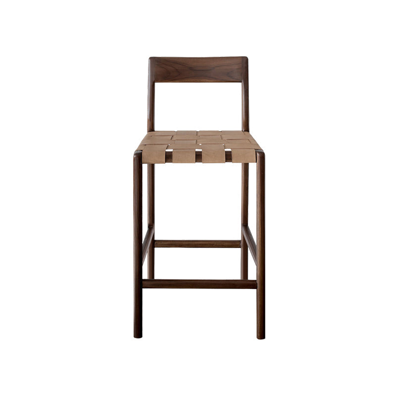 Tabouret de bar en faux cuir contemporain 37,4 pouces avec base en bois massif