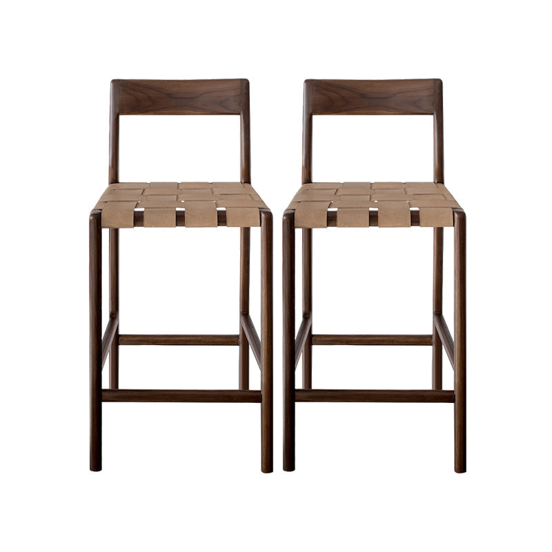 Tabouret de bar en faux cuir contemporain 37,4 pouces avec base en bois massif