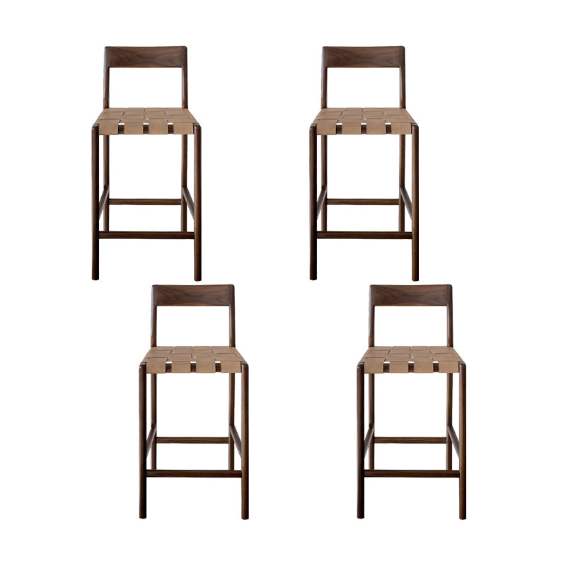 Tabouret de bar en faux cuir contemporain 37,4 pouces avec base en bois massif