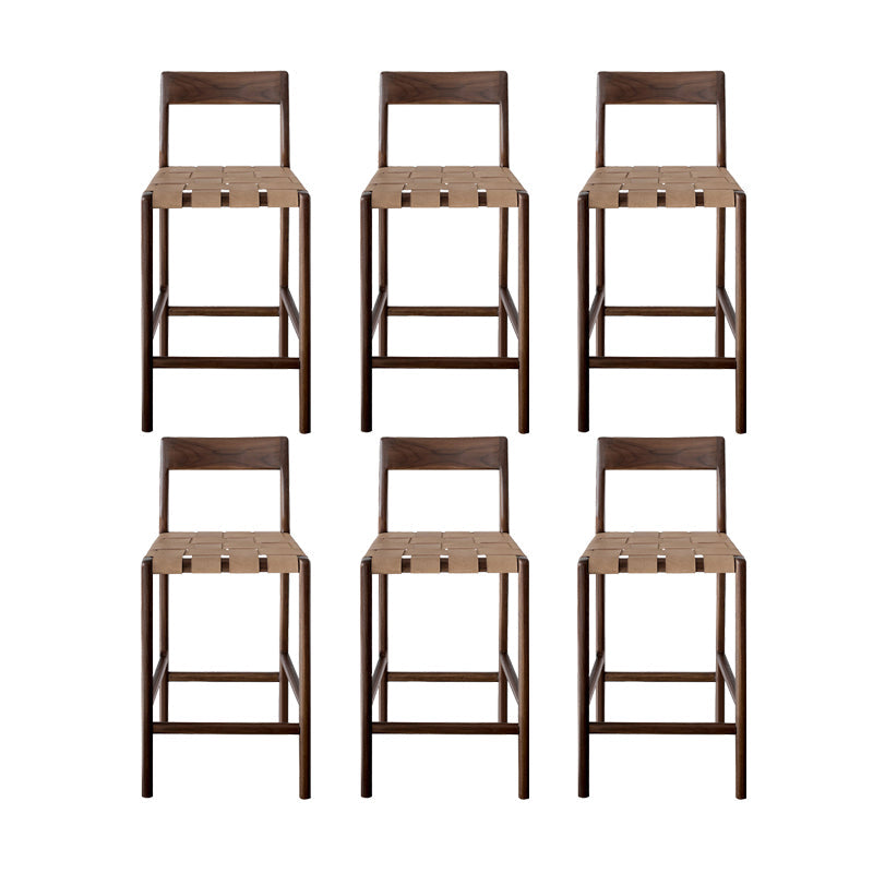 Tabouret de bar en faux cuir contemporain 37,4 pouces avec base en bois massif