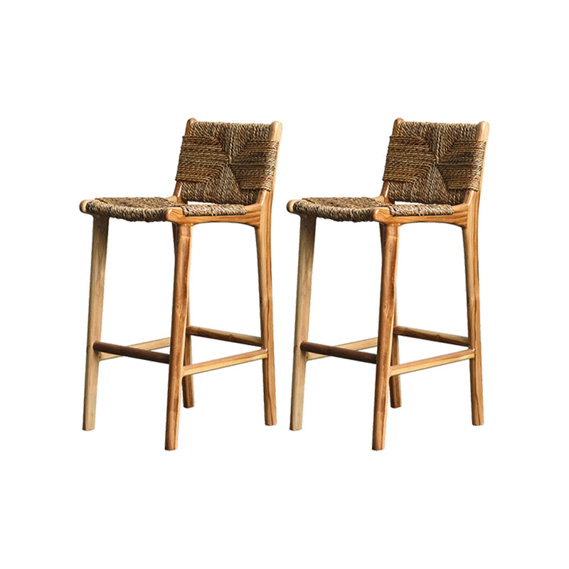 Solid Wood Counter Bar Stool Armless Counter Height Stools with Footrest Brown 2 Piece Set Clearhalo 'Bar Furniture' 'Bar Stools' 'bar_stools' 'furn' 'furn_bar_stools' 'Furniture' 'Kitchen & Dining Furniture' 7537569