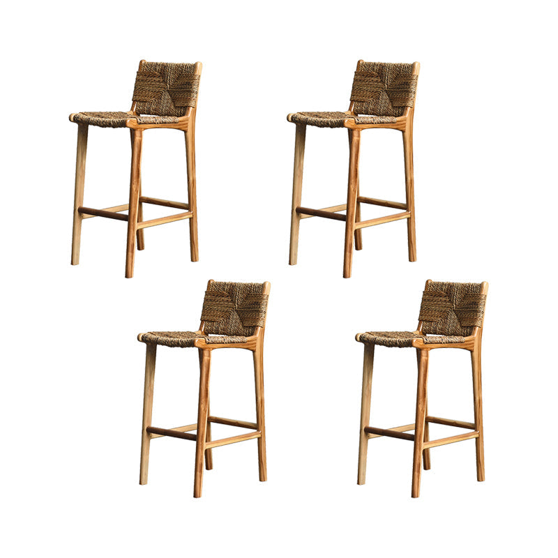 Solid Wood Counter Bar Stool Armless Counter Height Stools with Footrest Brown 4 Piece Set Clearhalo 'Bar Furniture' 'Bar Stools' 'bar_stools' 'furn' 'furn_bar_stools' 'Furniture' 'Kitchen & Dining Furniture' 7537571