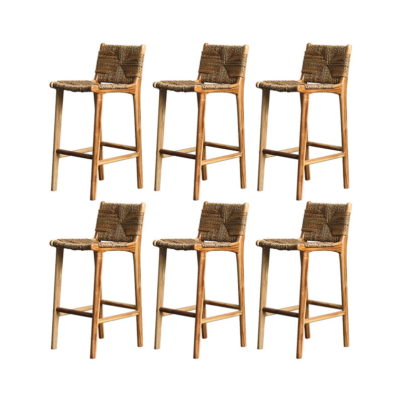Solid Wood Counter Bar Stool Armless Counter Height Stools with Footrest Brown 6 Piece Set Clearhalo 'Bar Furniture' 'Bar Stools' 'bar_stools' 'furn' 'furn_bar_stools' 'Furniture' 'Kitchen & Dining Furniture' 7537574