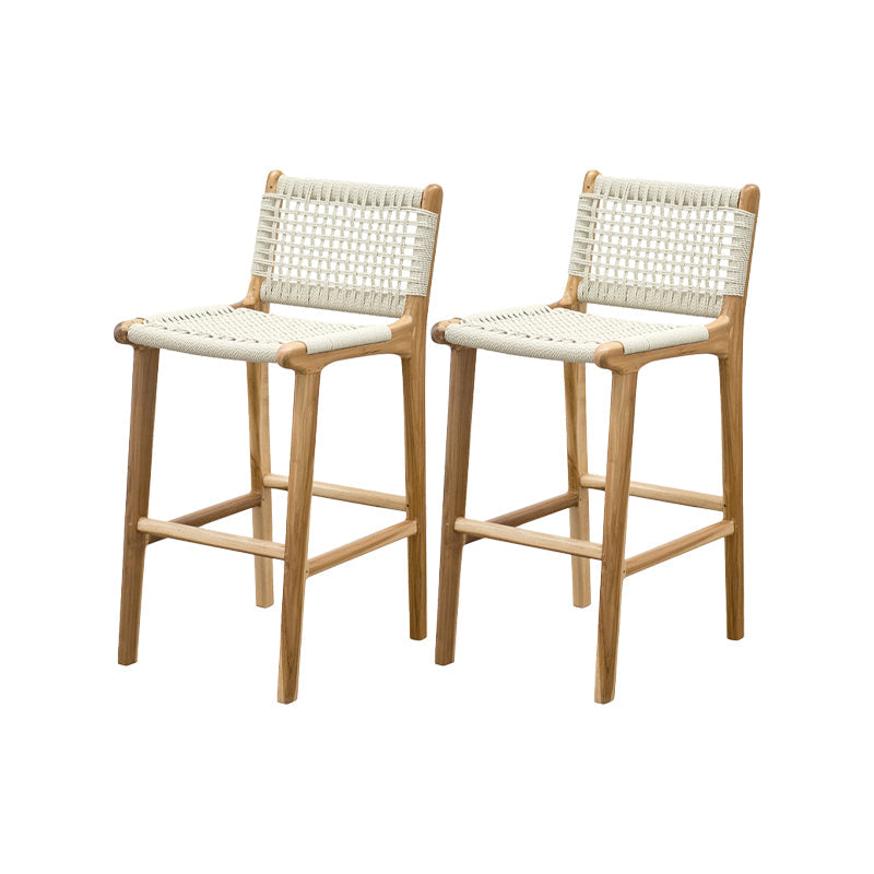 Solid Wood Counter Bar Stool Armless Counter Height Stools with Footrest Natural White 2 Piece Set Clearhalo 'Bar Furniture' 'Bar Stools' 'bar_stools' 'furn' 'furn_bar_stools' 'Furniture' 'Kitchen & Dining Furniture' 7537579