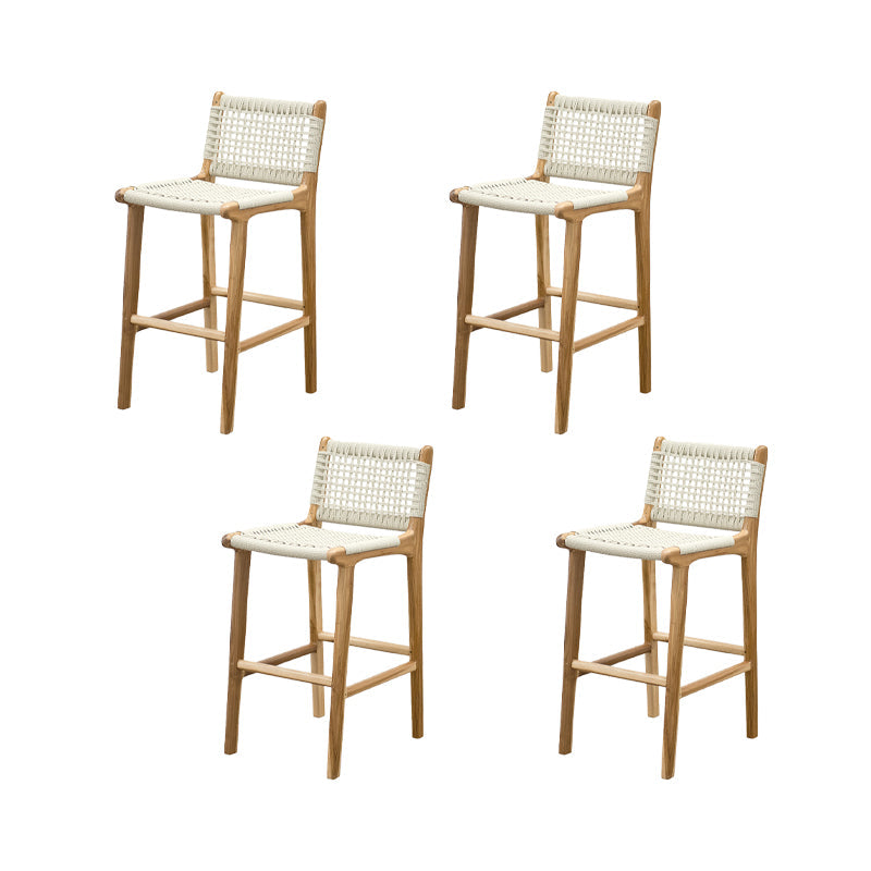 Solid Wood Counter Bar Stool Armless Counter Height Stools with Footrest Natural White 4 Piece Set Clearhalo 'Bar Furniture' 'Bar Stools' 'bar_stools' 'furn' 'furn_bar_stools' 'Furniture' 'Kitchen & Dining Furniture' 7537581