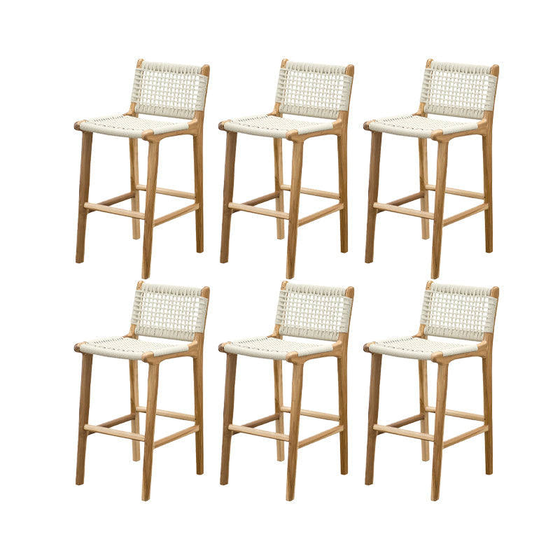 Solid Wood Counter Bar Stool Armless Counter Height Stools with Footrest Natural White 6 Piece Set Clearhalo 'Bar Furniture' 'Bar Stools' 'bar_stools' 'furn' 'furn_bar_stools' 'Furniture' 'Kitchen & Dining Furniture' 7537584