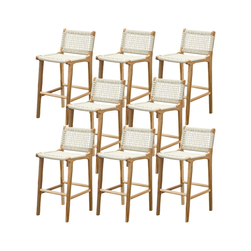 Solid Wood Counter Bar Stool Armless Counter Height Stools with Footrest Natural White 8 Piece Set Clearhalo 'Bar Furniture' 'Bar Stools' 'bar_stools' 'furn' 'furn_bar_stools' 'Furniture' 'Kitchen & Dining Furniture' 7537585