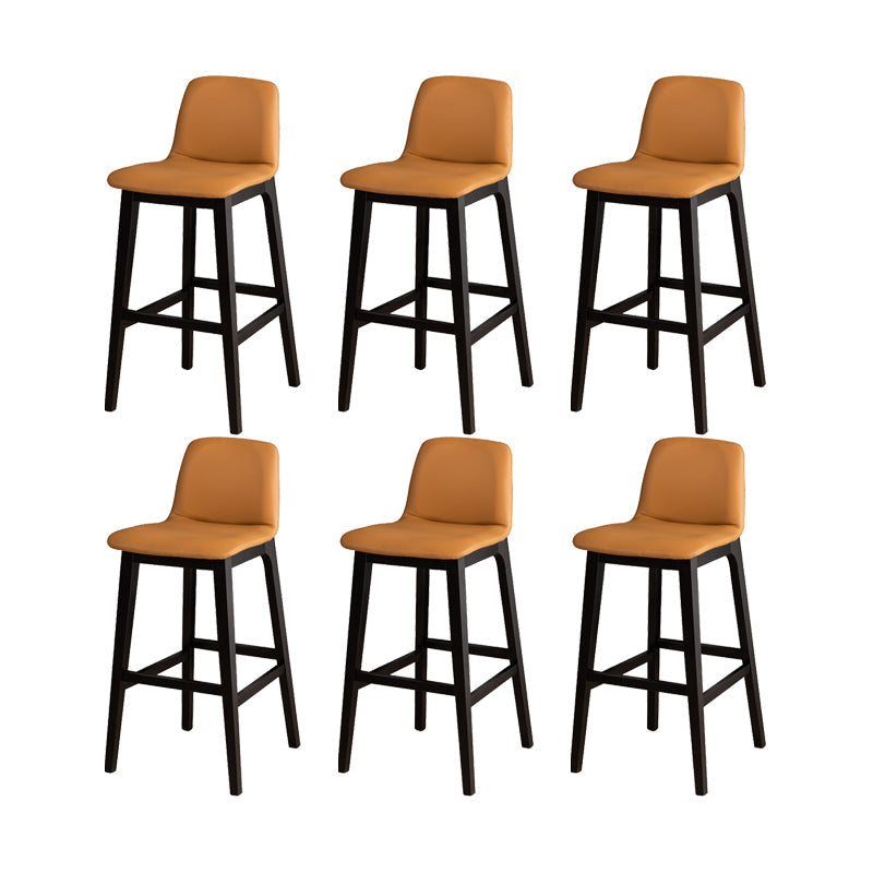 Contemporary Bar & Counter Stool Upholstered and Wood Bar Stools Brown 6 Piece Set Clearhalo 'Bar Furniture' 'Bar Stools' 'bar_stools' 'furn' 'furn_bar_stools' 'Furniture' 'Kitchen & Dining Furniture' 7537594