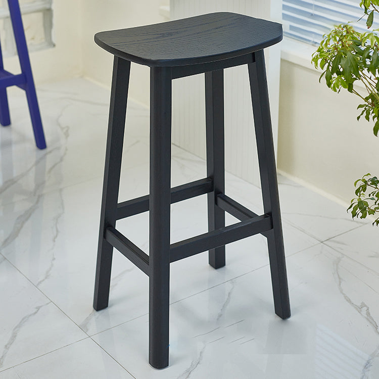 Industrial Style Bar-height Ash Solid Wood Backless Bar Stool