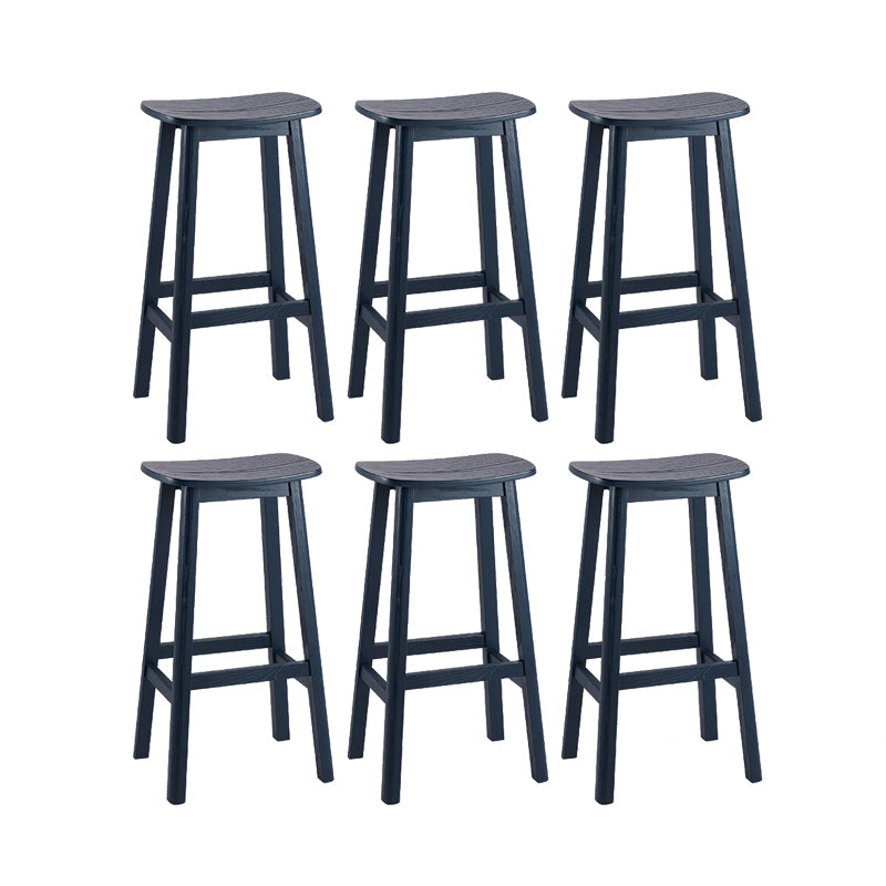 Industrial Style Bar-height Ash Solid Wood Backless Bar Stool
