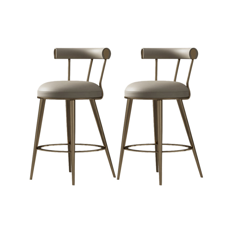 Glam Style Low Back Round Upholstered Bar Stool with Metal Legs 2 Piece Set Clearhalo 'Bar Furniture' 'Bar Stools' 'bar_stools' 'furn' 'furn_bar_stools' 'Furniture' 'Kitchen & Dining Furniture' 7537763