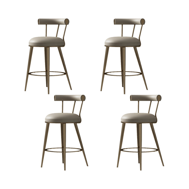 Glam Style Low Back Round Upholstered Bar Stool with Metal Legs 4 Piece Set Clearhalo 'Bar Furniture' 'Bar Stools' 'bar_stools' 'furn' 'furn_bar_stools' 'Furniture' 'Kitchen & Dining Furniture' 7537765