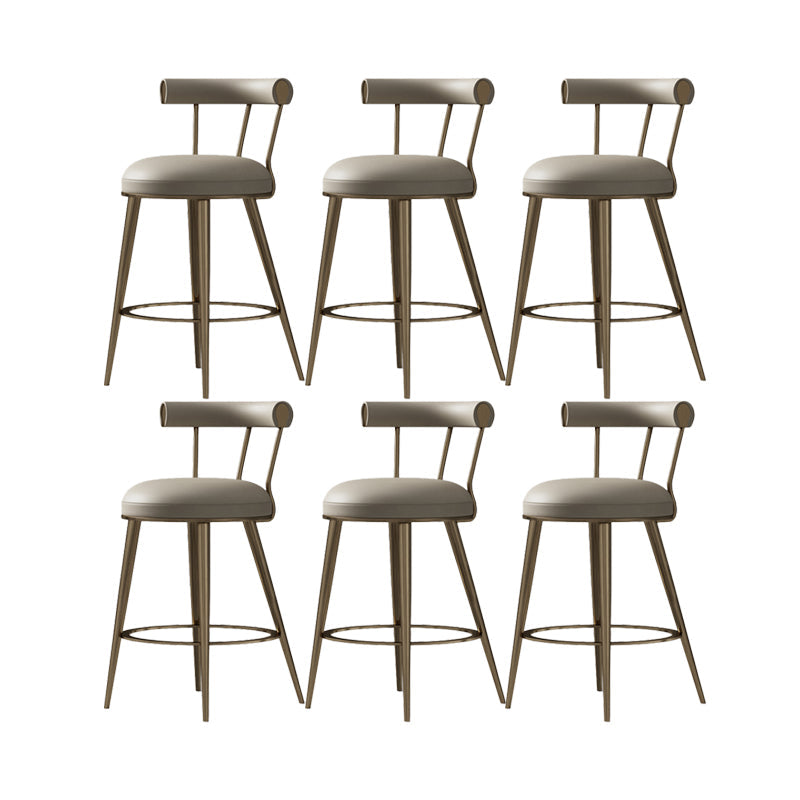 Glam Style Low Back Round Upholstered Bar Stool with Metal Legs 6 Piece Set Clearhalo 'Bar Furniture' 'Bar Stools' 'bar_stools' 'furn' 'furn_bar_stools' 'Furniture' 'Kitchen & Dining Furniture' 7537767