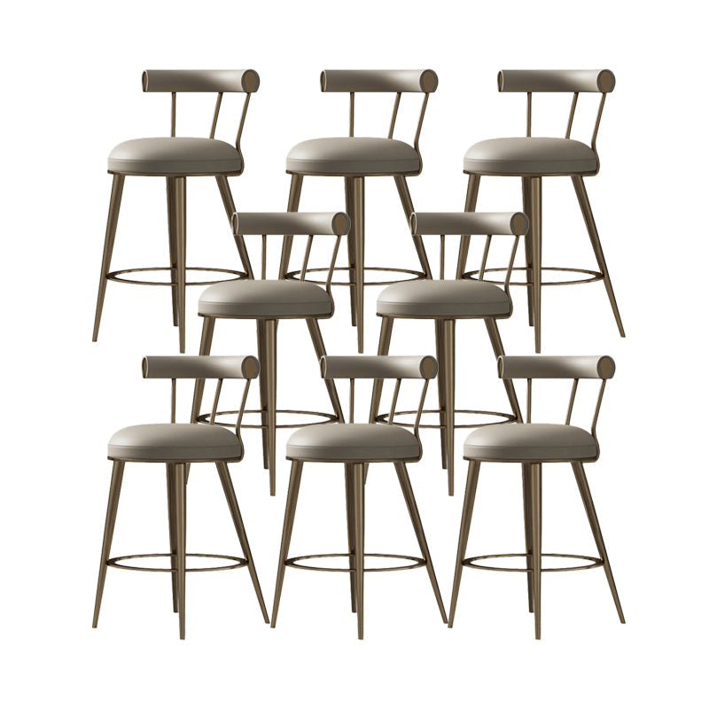 Glam Style Low Back Round Upholstered Bar Stool with Metal Legs 8 Piece Set Clearhalo 'Bar Furniture' 'Bar Stools' 'bar_stools' 'furn' 'furn_bar_stools' 'Furniture' 'Kitchen & Dining Furniture' 7537769