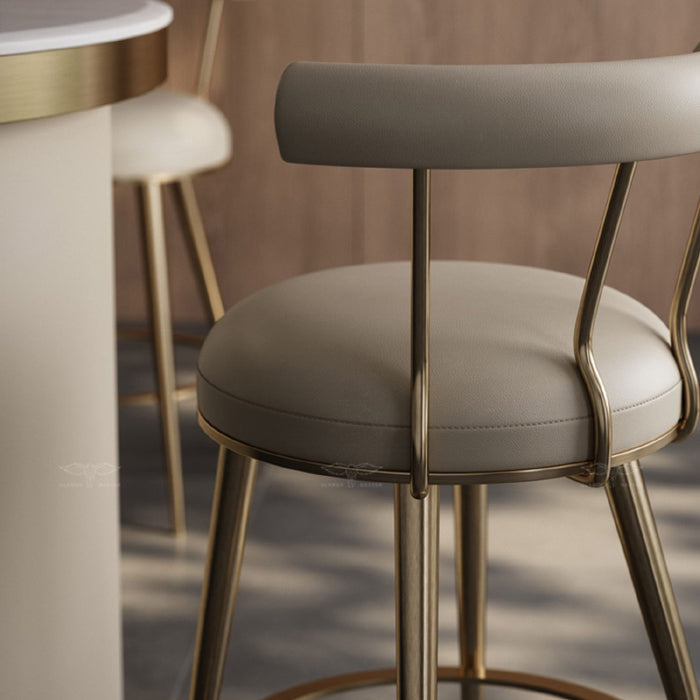 Glam Style Low Back Round Upholstered Bar Stool with Metal Legs Clearhalo 'Bar Furniture' 'Bar Stools' 'bar_stools' 'furn' 'furn_bar_stools' 'Furniture' 'Kitchen & Dining Furniture' 7537774