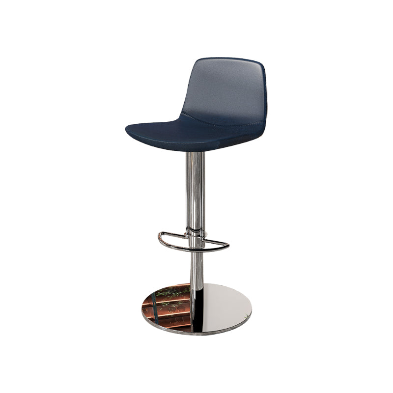 Contemporary Adjustable Height Swivel Armless Bar Stool with Footrest