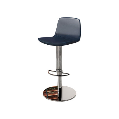 Contemporary Adjustable Height Swivel Armless Bar Stool with Footrest