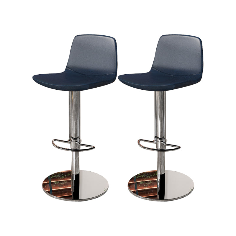 Contemporary Adjustable Height Swivel Armless Bar Stool with Footrest